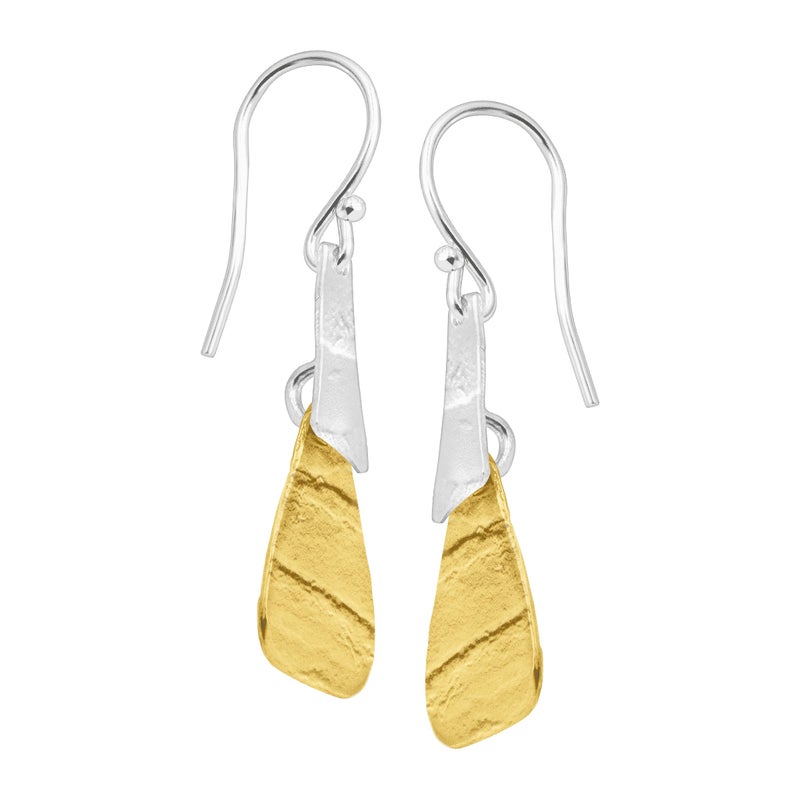 Silpada 'Combination' Drop Earrings in Textured Brass and Sterling Silver - Image 2